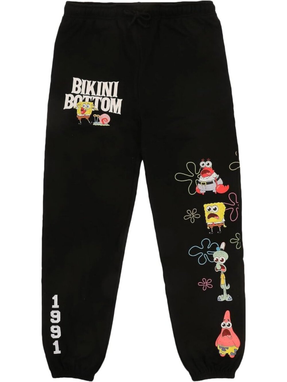 Men's Black Joggers with Fun Bikini Bottom Design - Cozy & Stylish Activewear